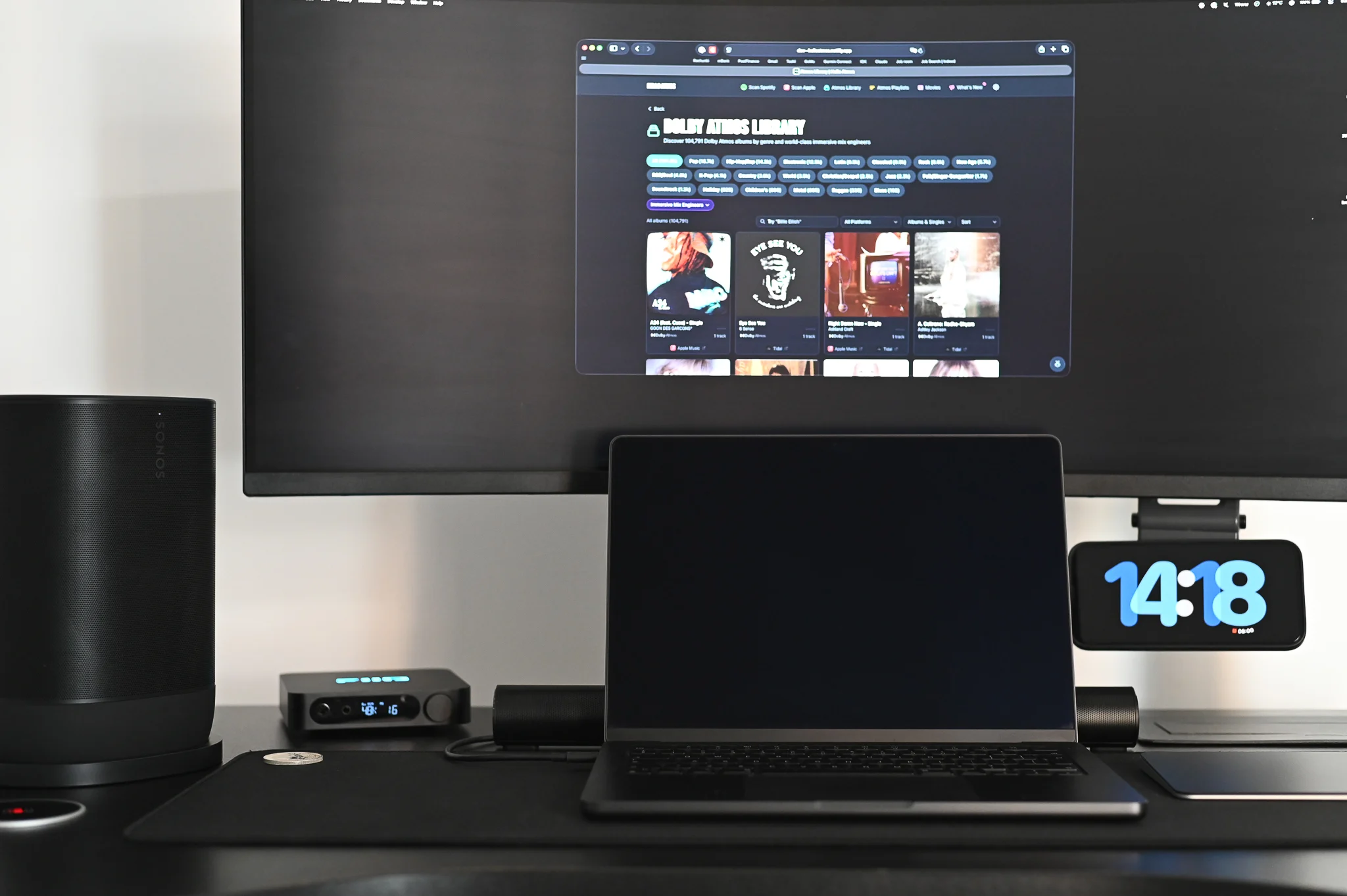 My desk with Hello Atmos open